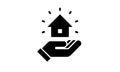 Hand holding house , home care. Real estate concept. Sale Building icon. Vector illustration isolated Royalty Free Stock Photo