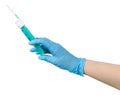 hand holding huge syringe, isolated Royalty Free Stock Photo