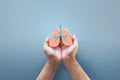 Hand holding human lung icon at background Royalty Free Stock Photo