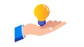 Hand Holding Illuminated Bulb on Platform for Insight, vector design Generative AI Royalty Free Stock Photo