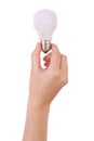 Hand holding an incandescent light bulb Royalty Free Stock Photo