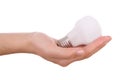 Hand holding an incandescent light bulb Royalty Free Stock Photo