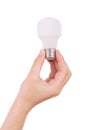 Hand holding an incandescent light bulb Royalty Free Stock Photo