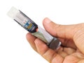 Hand Holding Ink Cartridges for Inkjet Printer Royalty Free Stock Photo