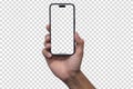 Hand holding iPhone14 pro max , Black smartphone - Clipping Path