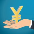 Hand holding Japanese Yen icon vector Royalty Free Stock Photo