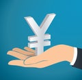 Hand holding Japanese Yen icon vector Royalty Free Stock Photo