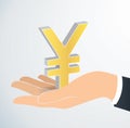 Hand holding Japanese Yen icon vector Royalty Free Stock Photo