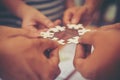 Hand holding jigsaw puzzles, Royalty Free Stock Photo