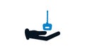 Hand holding key icon. Business Solution concept, vector icon. Royalty Free Stock Photo