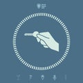 Hand holding key to unlock a door vector icon Royalty Free Stock Photo