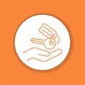 Hand holding keys color glyph icon. Rental service. Royalty Free Stock Photo