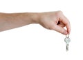 Hand holding keys on a white Royalty Free Stock Photo