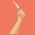 Hand holding kitchen knife. Royalty Free Stock Photo