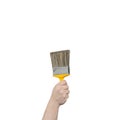 Hand Holding a Large Paintbrush with Clipping Path Royalty Free Stock Photo