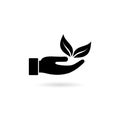 Hand Holding Leaf Icon Isolated On White Background Royalty Free Stock Photo