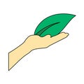 Hand Holding Leaf Icon Royalty Free Stock Photo