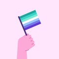 Hand holding lesbian flag. Pride month concept