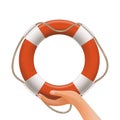 Hand holding lifebuoy