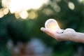 Hand holding light bulb,energy sources for renewable,natural energy concept Royalty Free Stock Photo