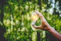 Hand holding light bulb,energy sources for renewable Royalty Free Stock Photo