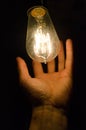 Hand holding a light bulb