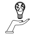 Hand holding light bulb world symbol Royalty Free Stock Photo