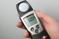 Hand holding light exposure meter Royalty Free Stock Photo