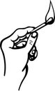 Hand holding a lighted match vector illustration Royalty Free Stock Photo