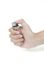 Hand holding a lighter isolated on a white background Royalty Free Stock Photo