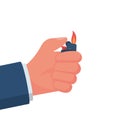 Hand holding lighter. Vector illustration flat design