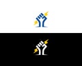 Hand Holding Lightning Bolt Glyph Icon Logo Royalty Free Stock Photo