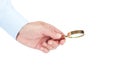 Hand holding a magnifier Royalty Free Stock Photo