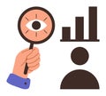 Magnifying Glass with Eye and User Icon Representing Data Analysis and Evaluation Royalty Free Stock Photo