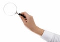 Hand holding magnifying glass Royalty Free Stock Photo