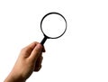 Hand holding magnifying glass Royalty Free Stock Photo