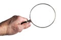 Hand Holding Magnifying Glass Over Fine Print Message Royalty Free Stock Photo