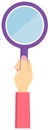 Hand holding magnifying glass vector illustration  female hand Royalty Free Stock Photo