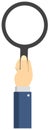 Hand holding magnifying glass vector illustration  male hand , business person Royalty Free Stock Photo