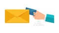 Hand Holding Mail, Direct Communication Icon, Vector Design Generative AI Royalty Free Stock Photo