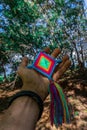 Hand Holding Mandala Eye of God Mexican Huichol Crafts