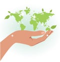 Hand holding the map of the world Royalty Free Stock Photo