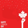 Hand holding maple leaf canada day banner Royalty Free Stock Photo