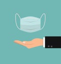 Hand holding medical mask concept vector Royalty Free Stock Photo