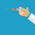 Hand holding Medical syringe Royalty Free Stock Photo