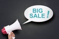 Hand Holding Megaphone with Big Sale Special Offer Royalty Free Stock Photo