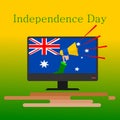 Hand holding a megaphone or bullhorn with Independence Day in Australia. Vector