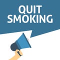 Hand Holding Megaphone With QUIT SMOKING Announcement