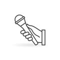 Hand Holding Mic outline vector concept minimal icon Royalty Free Stock Photo