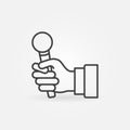 Hand holding Mic vector icon or sign in thin line style Royalty Free Stock Photo